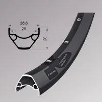 Обод Remerx E-ROCKY RX 3025, 29'', 622x25, 32 отверстия, FV, пістонированный, черный анодированный, E-Bike, без