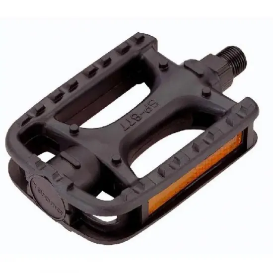 Педалі Longus  MTB пластик, чорний, світловідбивачі, насипні підшипники