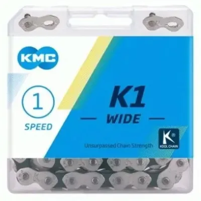 Ланцюг KMC K1-Wide Silver/Black 1 швидкість 110 ланок срібний/чорний + замок