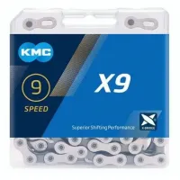 Цепь KMC X9 Silver/Grey 9 скоростей 114 звеньев серебристый/серый + замок