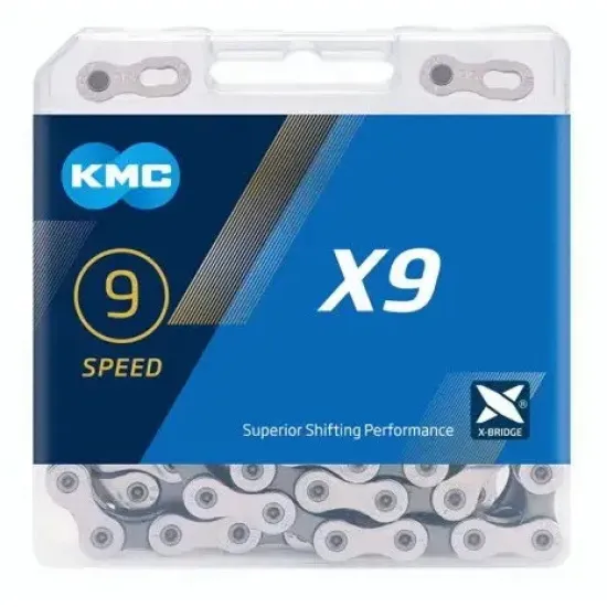 Ланцюг KMC X9 Silver/Grey 9 швидкостей 114 ланок срібний/сірий + замок