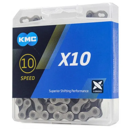 Ланцюг KMC X10 Gray 114  ланок з замком в боксі