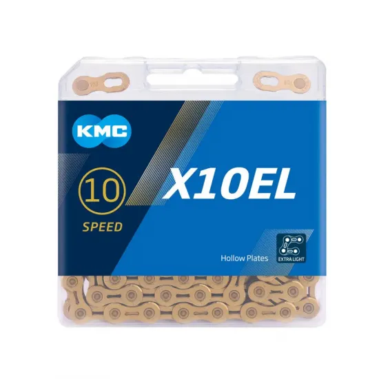 Цепь KMC X10EL (Extra Light) Ti-N золотая 114 звеньев