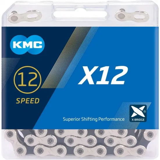 Цепь KMC X12 Silver/Black 12 скоростей 126 звеньев серебристый/черный + замок