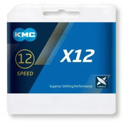 Ланцюг 12 шв. 126 лан. silver/silver KMC X12 із замком NEW BOX