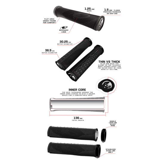 Гріпси Lizard Skins GRADIENT Lock-On, 136мм, jet black