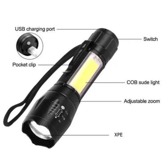 Фонарь W601-XPE(red)+COB(white), Li-Ion аккумулятор, ЗУ microUSB, зум, Коробка Фонарь W601-XPE(red)+COB(white), Li-Ion аккумулятор, ЗУ microUSB, зум, Коробка