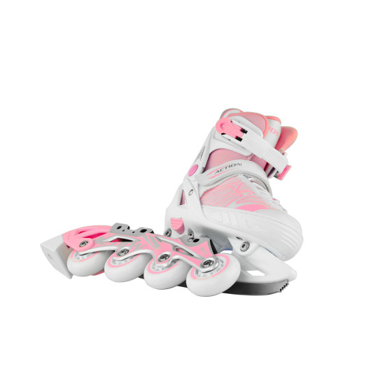 Роликовые коньки Action 2 в 1 Riply/Pink/29-32