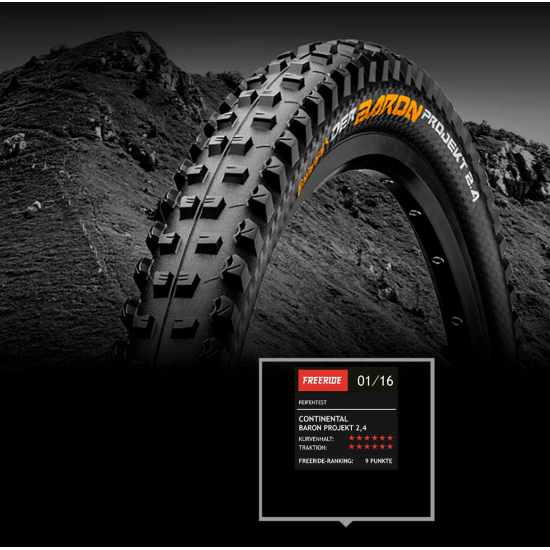 Камера бескамерная Continental Der Baron Projekt 27.5 "x2.6, черная, складная, ProTection Apex, Skin 101381