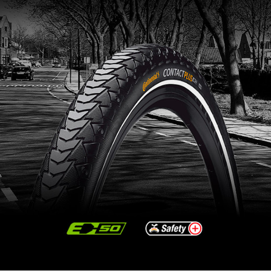 Покрышка Continental CONTACT Plus 28"x1.6, SafetyPlus Breaker, светоотражающая 101006