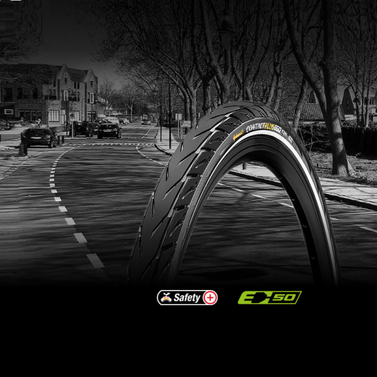 Покришка Continental Contact Plus City, 26 x 2.20, чорная, не складна, світловідбиваюча 101334