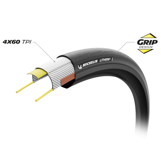 Покришка Michelin LITHION 4 700x28C (28-622) 3x60TPI 280г, бежева боковина