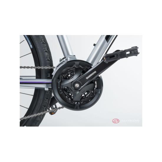 Велосипед AUTHOR (2023-24) Solution ASL 27.5", рама 14", цвет-белый (серебристый) // красный 2023162