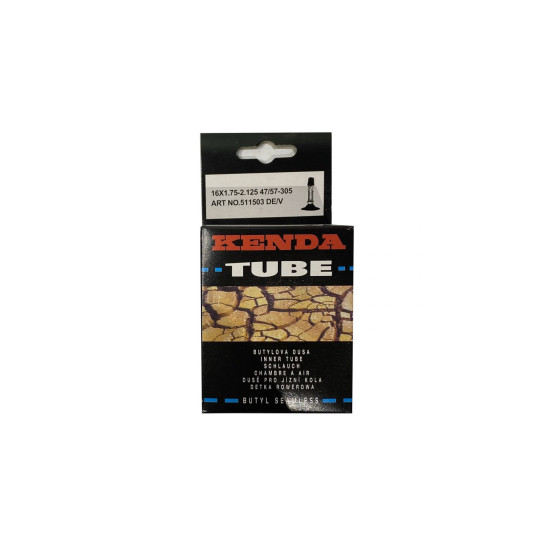 Велокамера универсальная KENDA 16" 16x1.75-2.125/47/57- 305, вентиль D/V не формованная 511503