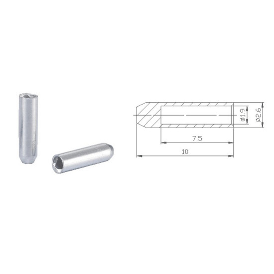 Кінцевик Alligator для троса перемикання 1.6 мм сріблястий, уп. 500 шт