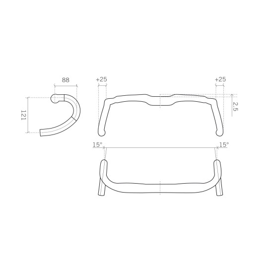 Кермо FSA A-Wing AGX Pro Road 480мм, Ø31,8мм, 120мм drop, 80мм reach, чорне
