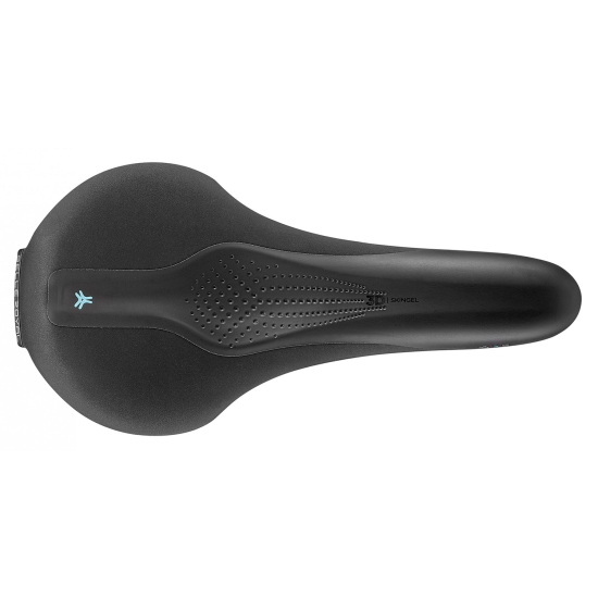 Сідло Selle Royal SCIENTIA A2 Athletic, 3D skingel, оббивка Black gummy/Black mokka, 289х144мм, 390г, рейли сталь + Curva suspension, unisex, чорне