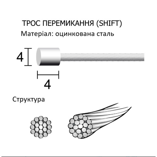 Трос перемикання Longus, SHIFT 1,2х2000мм (коробка 100 шт) Трос перемикання Longus, SHIFT 1,2х2000мм (коробка 100 шт)